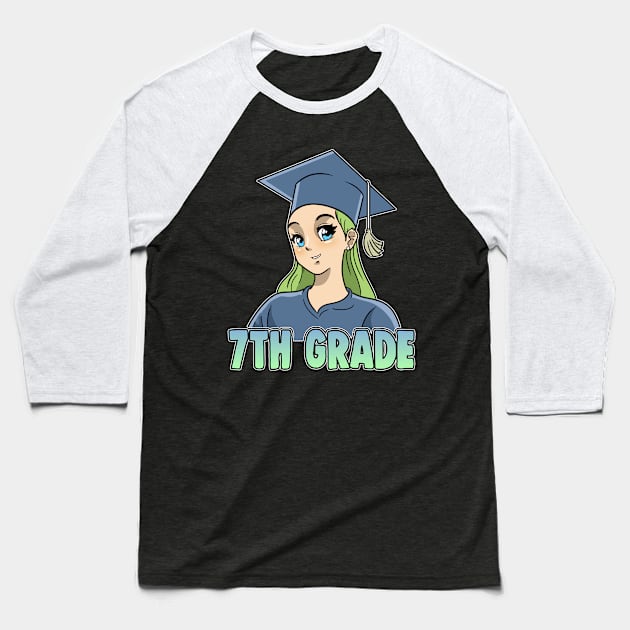 7th Grade Anime Otaku Kawaii Primary School Baseball T-Shirt by ModernMode